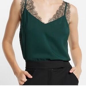 Satin Lace Strap V-Neck Cami emerald green size XL